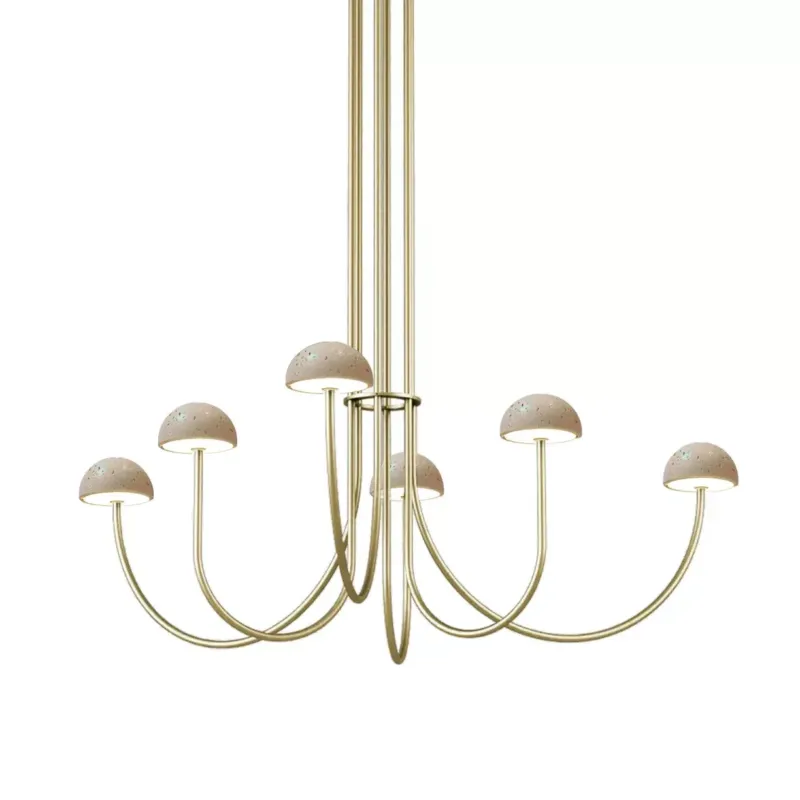 Popularny Aromas Lampa wisząca Dussa 6 złoto-beżowa szer. 110 cm trawertyn
