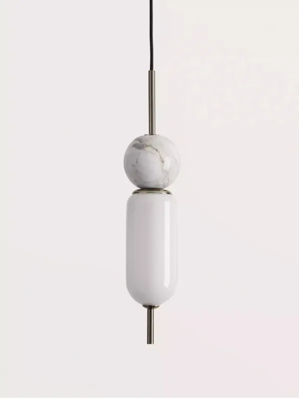 Aromas Lampa wisząca Anet nikiel z białym marmurem Wyprzedaż
