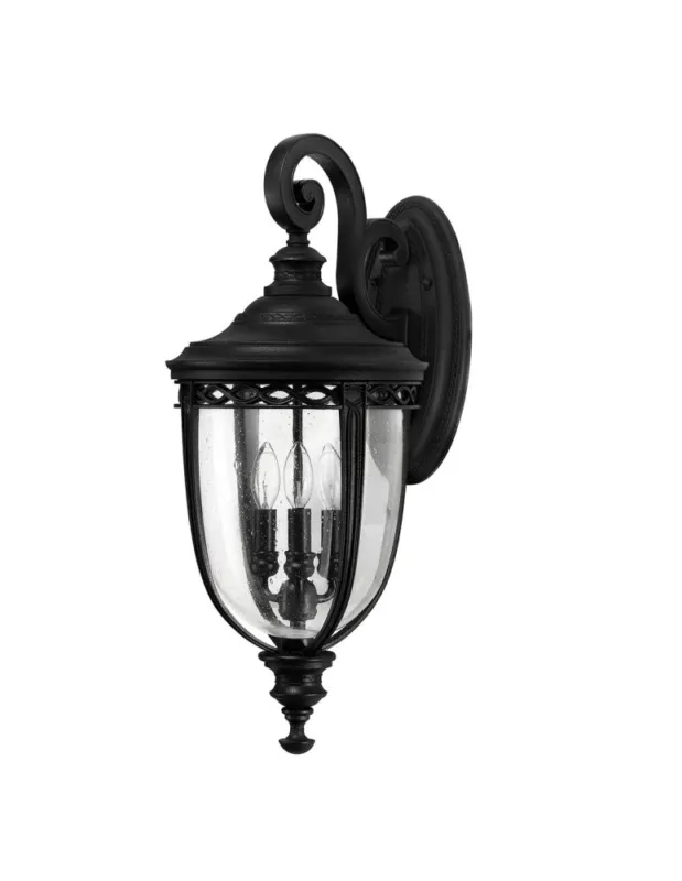 Wyjątkowa oferta Elstead Lighting Duża latarnia naścienna English Bridle - 3 źródła światła - Czarna IP44 FE-EB2-L-BLK