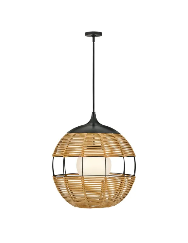 Ograniczona ilość Quintiesse Średnia lampa wisząca Maddox 1 źródło światła Czarny, karmelowy beż Łazienkowa lub Zewnętrzna IP44 Elstead