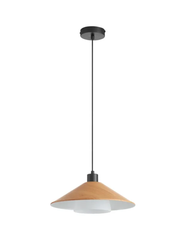 Taniej MDC Lampa wisząca MONTANA efekt drewna jasnego Ø34 1xE27 klosz szklany 578145501