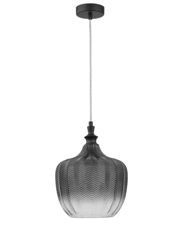 Bezpieczne zakupy Luces Exclusivas BURGOS Wisząca 1xE27 LED szary dymiony/czarny mat LE41918