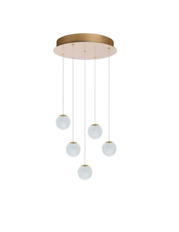 Azzardo EDEM 5 ROUND GO Złoty Połysk/Transparentny 5xLED Wisząca AZ6018 Dostępne od ręki
