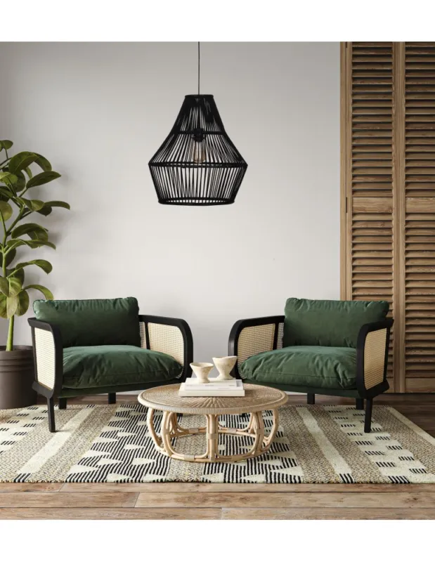 Tylko do końca tygodnia Dijk Lampa Wisząca Bambusowa w Stylu Boho 46x46x50cm Kolor Czarny 55704-074