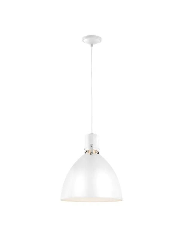 Zamów teraz Elstead Lighting Średnia lampa wisząca LED Brynne - Matowa biel / Chrom FE-BRYNNE-P-FWH