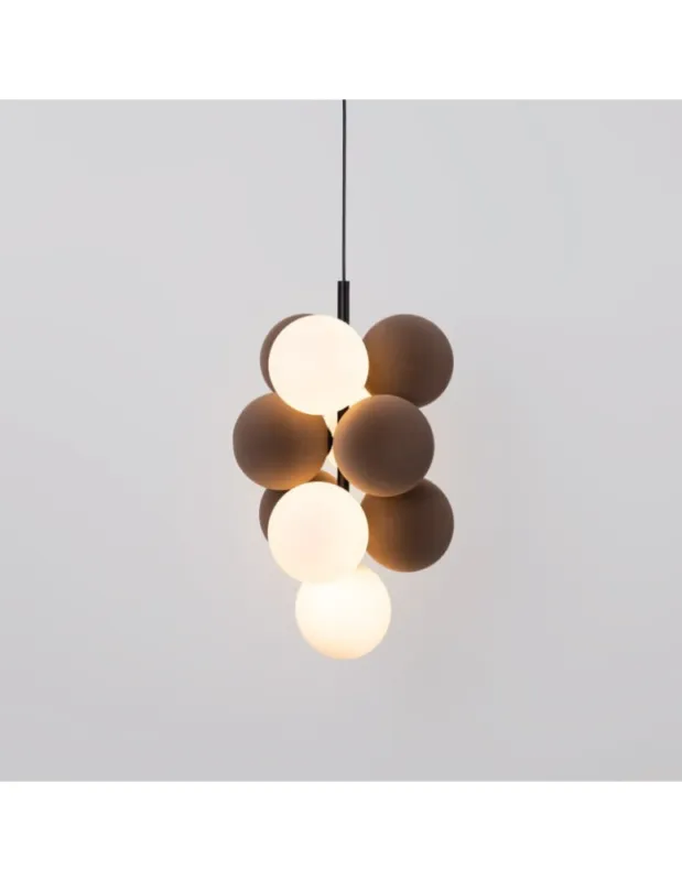 Abruzzo Lampa wisząca Szklana 4 kule świetlne i 6 kul dźwiękochłonnych Bronzowych 4xG9 60 cm Vino ABR-GRAPPA--B Nowy