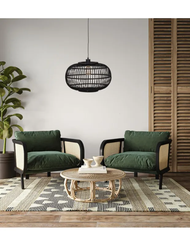 Wysoka jakość Dijk Lampa Wisząca Bambusowa w Stylu Boho 46x46x28cm Kolor Czarny 55716-074