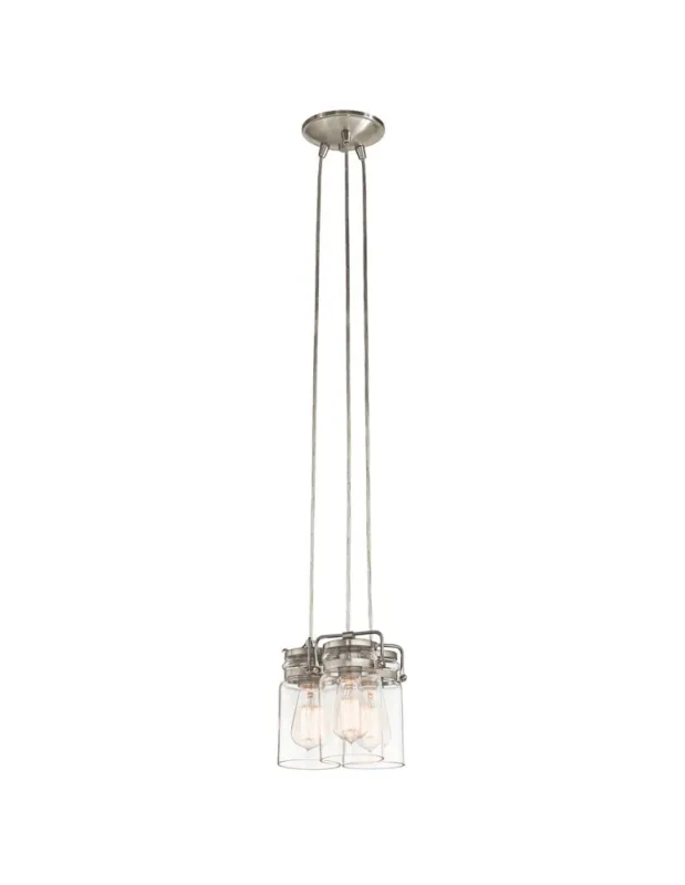 Elstead Lighting Lampa wisząca Brinley - 3 źródła światła - Szczotkowany nikiel KL-BRINLEY3-NI Tylko dziś