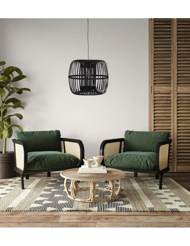 Nowość Dijk Lampa Wisząca Bambusowa w Stylu Boho 38x38x32cm Kolor Czarny 55707-074