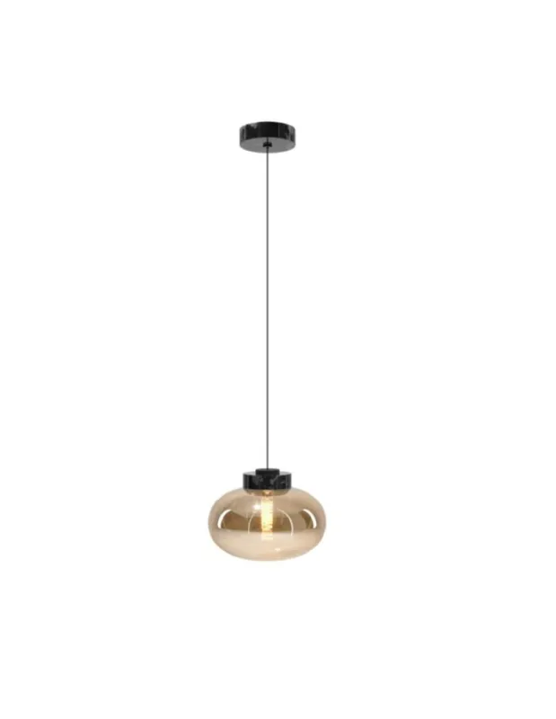 Najlepsza cena MAXLight P0516 Lampa Wisząca Moonstone Amber Glass+black Marble