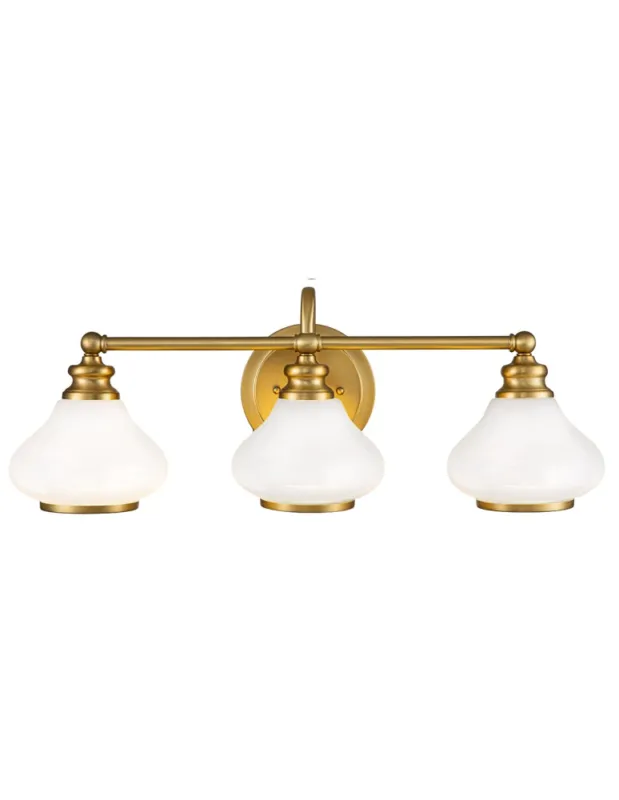 Darmowy zwrot Elstead Lighting Kinkiet Ainsley - 3 źródła światła - Szczotkowany mosiądz IP44 HK-AINSLEY3-BATH-BB