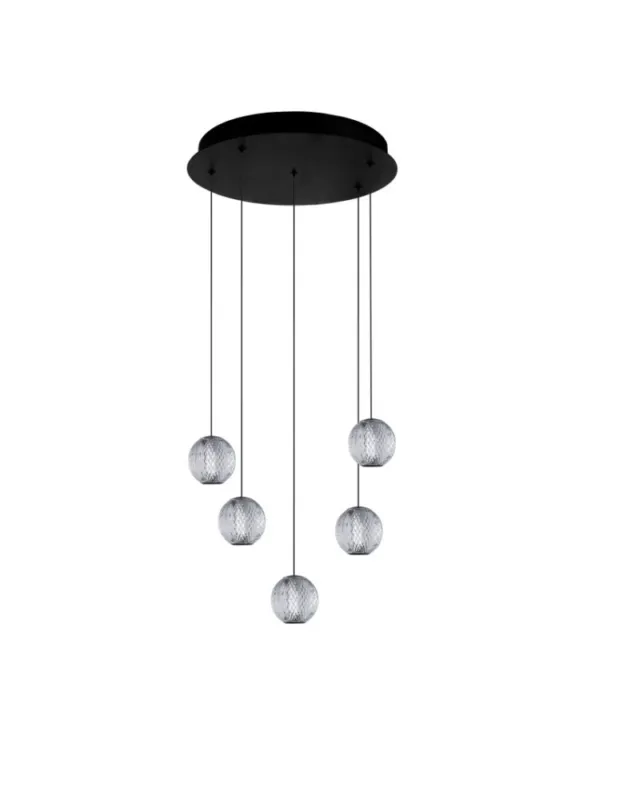 Azzardo EDEM 5 ROUND BK Czarny/Transparentny 5xLED Wisząca AZ6017 Rabat
