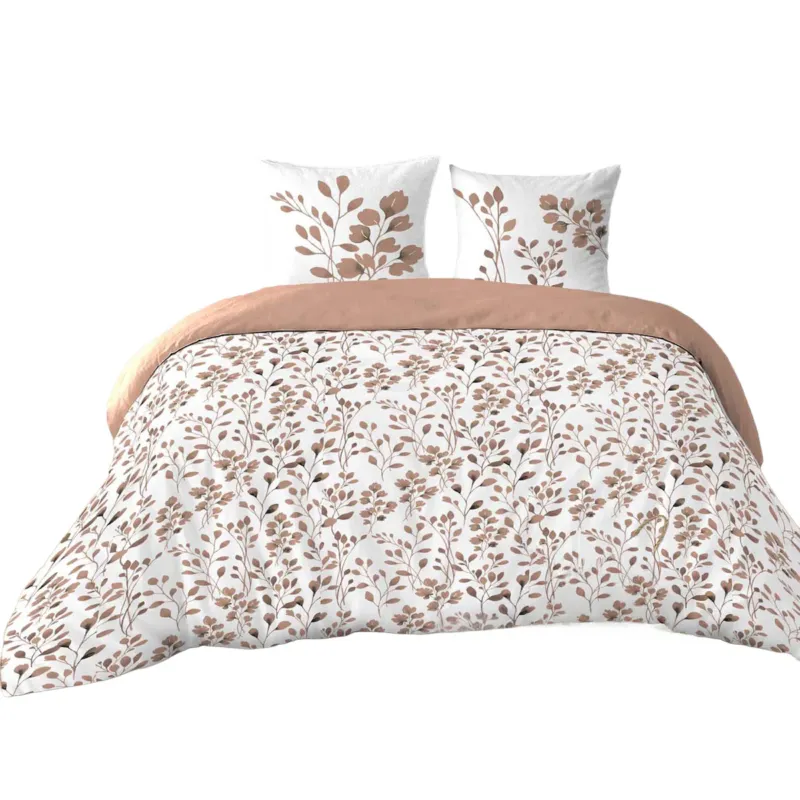 Komplet pościeli bawełnianiej z motywem roślinnym, 240 x 220 cm, beż - Oferta czasowa