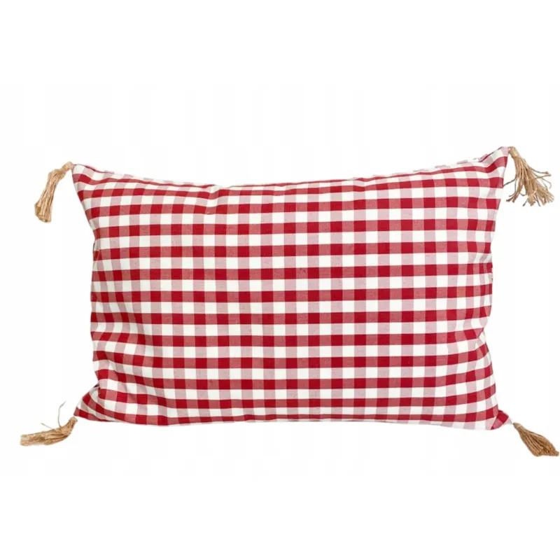 Ekspresowa dostawa POSZEWKA W KRATKĘ na poduszkę czerwona 40x60cm -