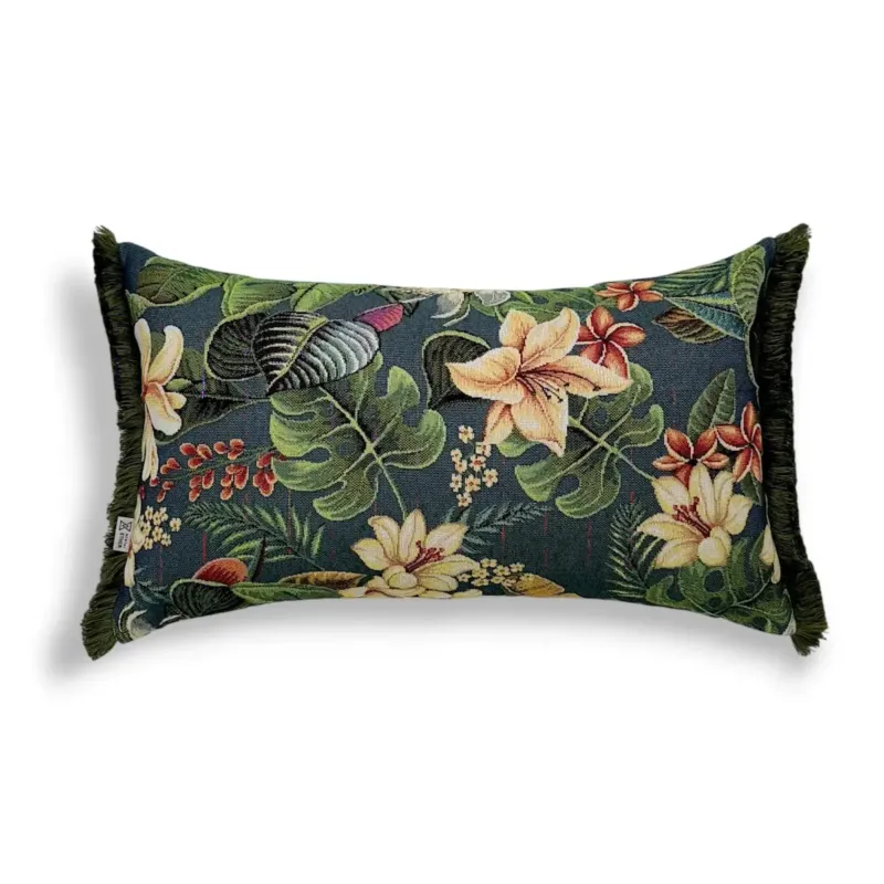 Oferta Zielona poduszka dekoracyjna w kwiaty lotosu 50x30 -