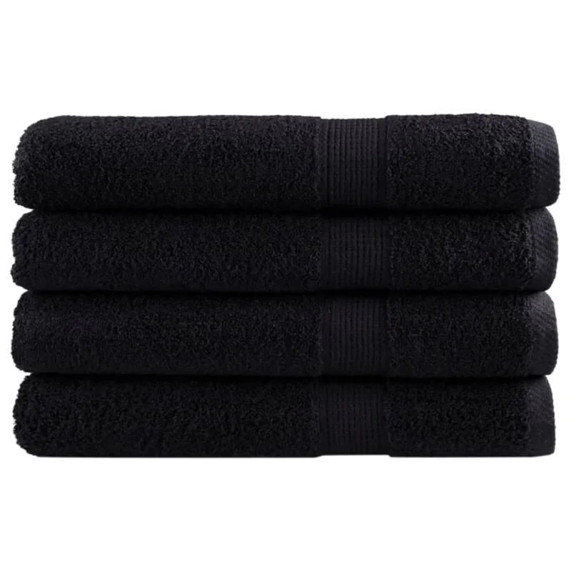 Do wyczerpania zapasów vidaXL Ręczniki premium SOLUND, 4 szt., czarne, 80x200 cm, 600 g/cm² -