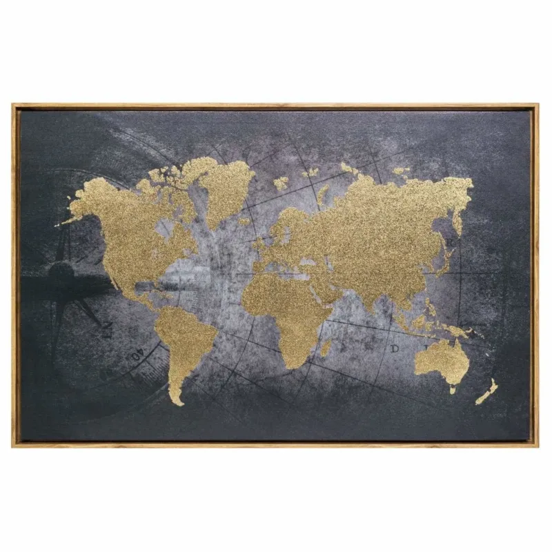 Oferta Mapa świata ścienna, dekoracja wisząca na ścianę, płótno w ramce, 58 x 88 cm -