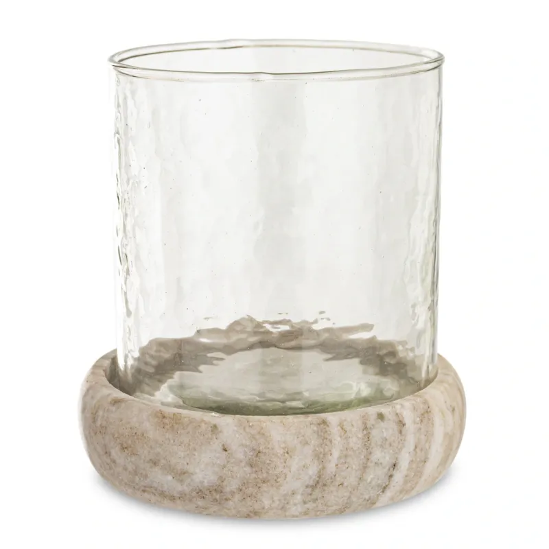 Dostępne od ręki Świecznik szklany z marmurową podstawką Ø 12x13,5 cm POINTEL szary -