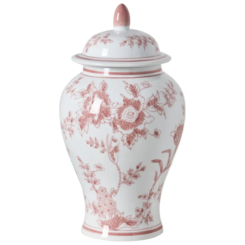 Wazon z pokrywką SEWILLA Porcelana 38 cm Czerwony/ biały - Ograniczona ilość
