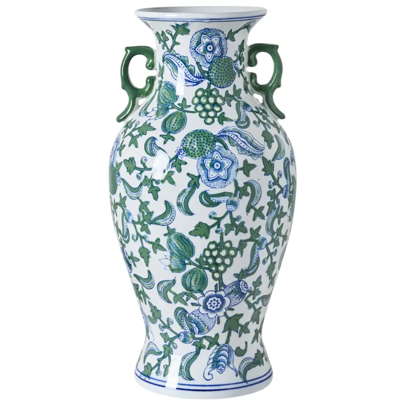 Do wyczerpania zapasów Wazon na kwiaty SEGOWIA Porcelana 47 cm Biały/ niebieski -