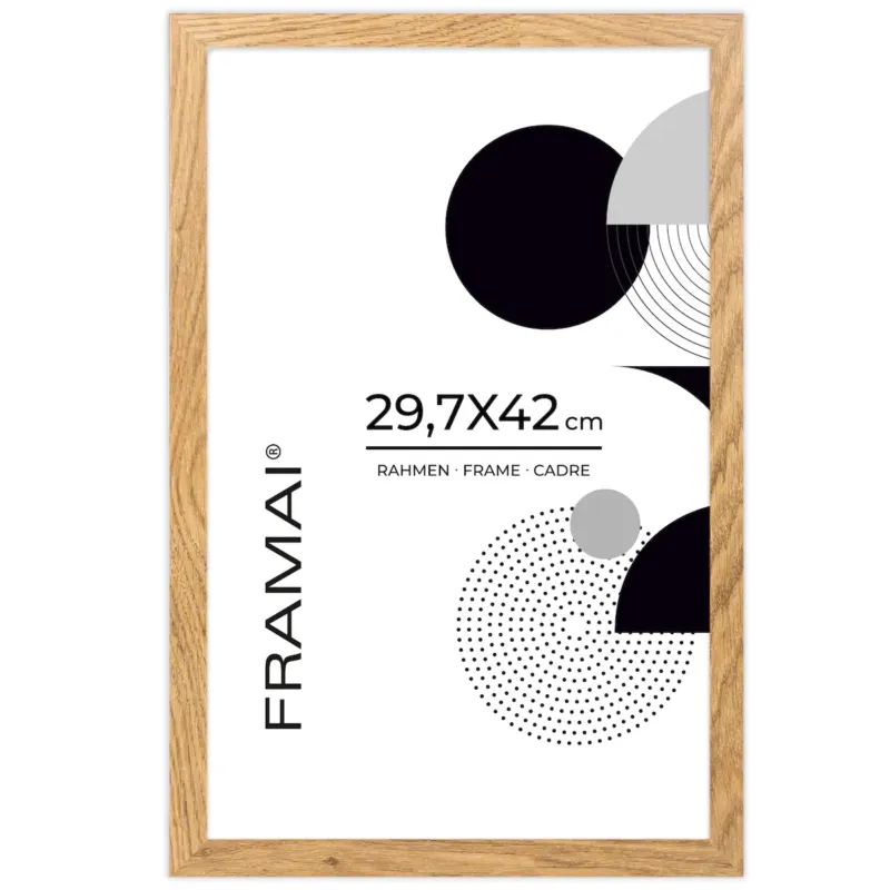 Wyjątkowa oferta Ramka na zdjęcia 29,7x42 cm rama MDF ramki do zdjęć plakatów A3 kolor dębowy FRAMAI® -