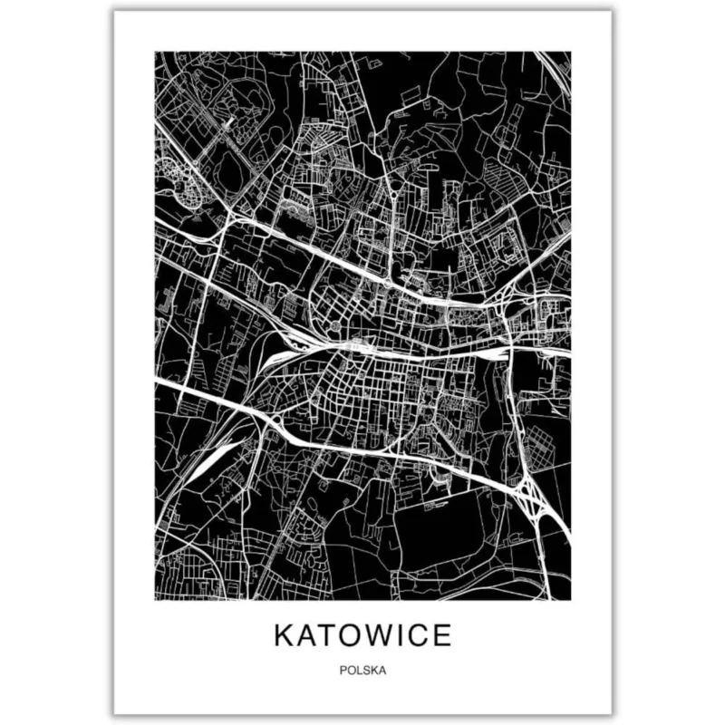 Najlepsza cena plakat katowice mapa 50x70 -