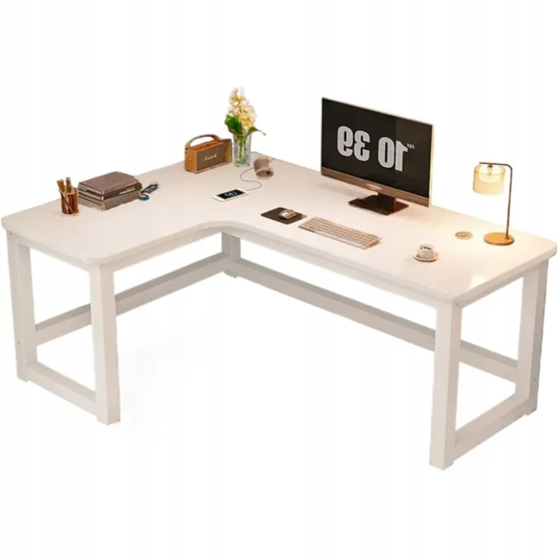Kup teraz Biurko narożne gamingowe komputerowe duże nowoczesne białe loft 120 cm -
