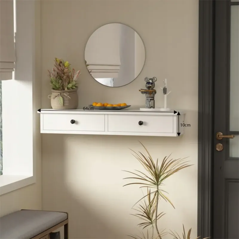 Półka wisząca z szufladami biała nowoczesna loft sypialnia ścienna 64 cm - Wysoka jakość