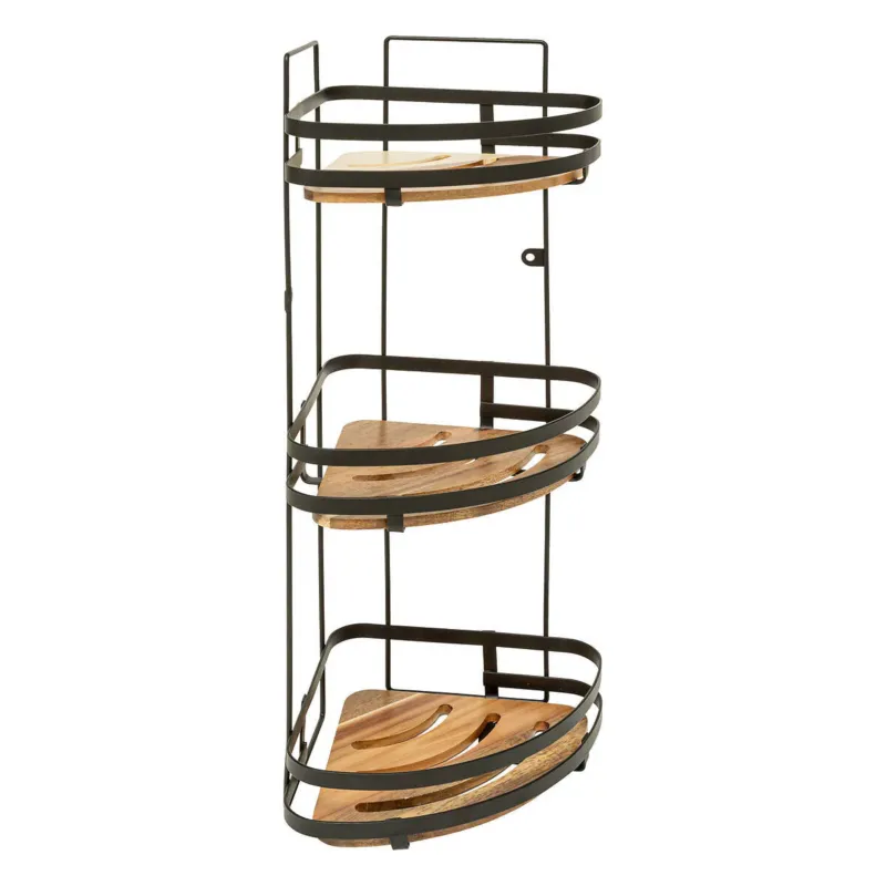Premium Narożna półka pod prysznic BLACKACIA, bez wiercenia, 23,5 x 19,5 x 55 cm -