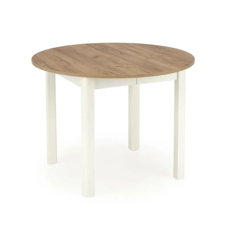 STÓŁ ROZKŁADANY Nigo OKRĄGŁY dąb craft/biel FORNIR MDF - Oferta czasowa