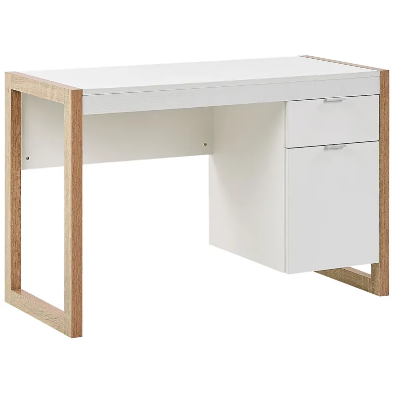 Biurko JOHNSON Brązowy/ biały 112 cm 50 cm ze schowkiem - Bestseller