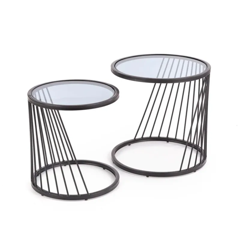ZESTAW 2 STOLIKÓW Tornello SZKLANE 50/50 cm i 42/45 cm - Bezpieczna płatność