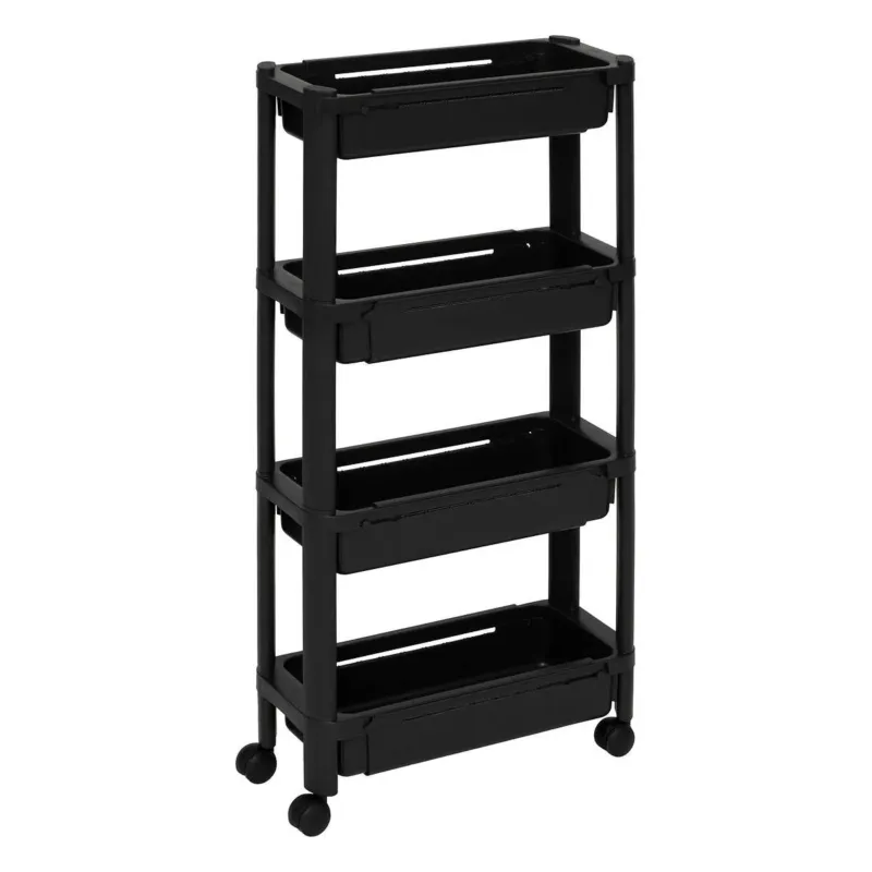 Niska cena Wąski wózek kuchenny na kółkach SIMPLE, plastikowy, 37,6 - 60 x 15 x 78,5 cm -