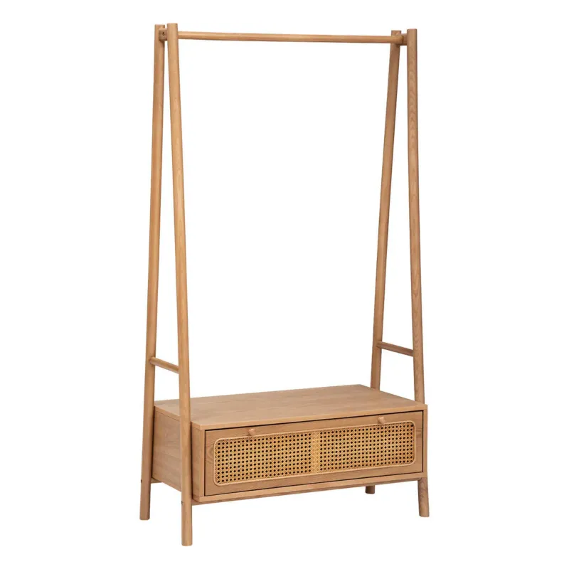 Wieszak na ubrania z szafką na buty TIRIA, plecionka wiedeńska, 162 cm - Oferta czasowa