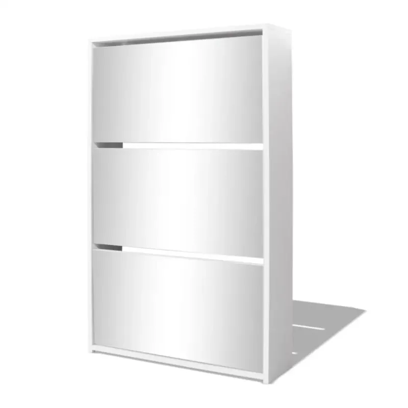 vidaXL Szafka na buty z 3 półkami i lustrem, kolor dębu 63x17x102,5 cm - Najlepsza cena