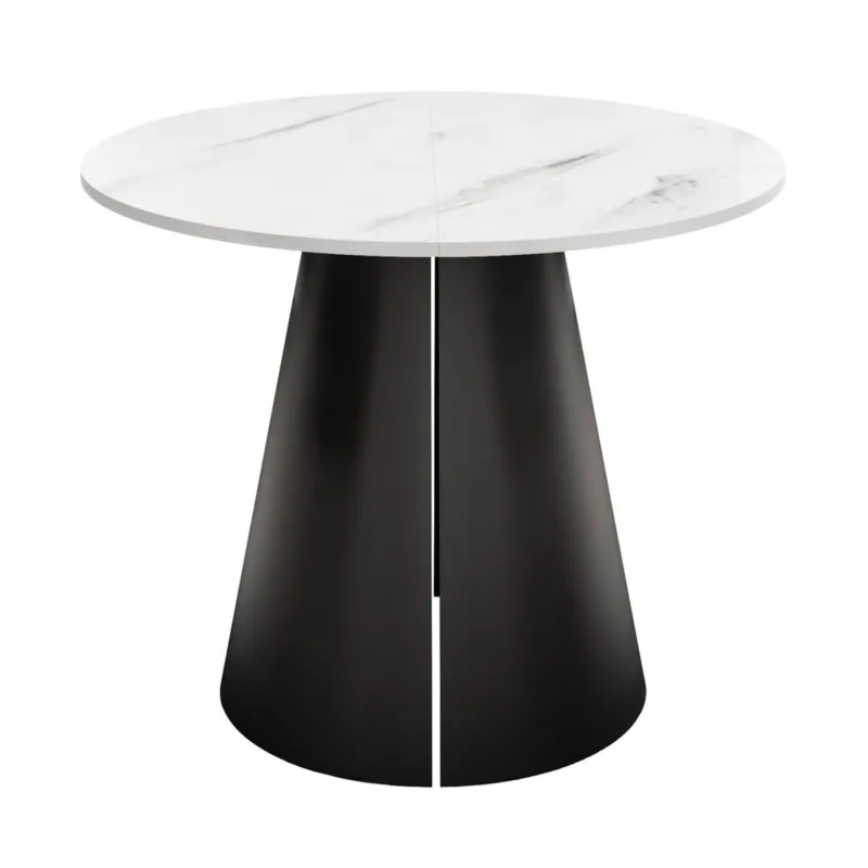 Okrągły stół rozkładany LAVA, średnica 120cm, czarny / Marmur Bianco - Ostatnia szansa