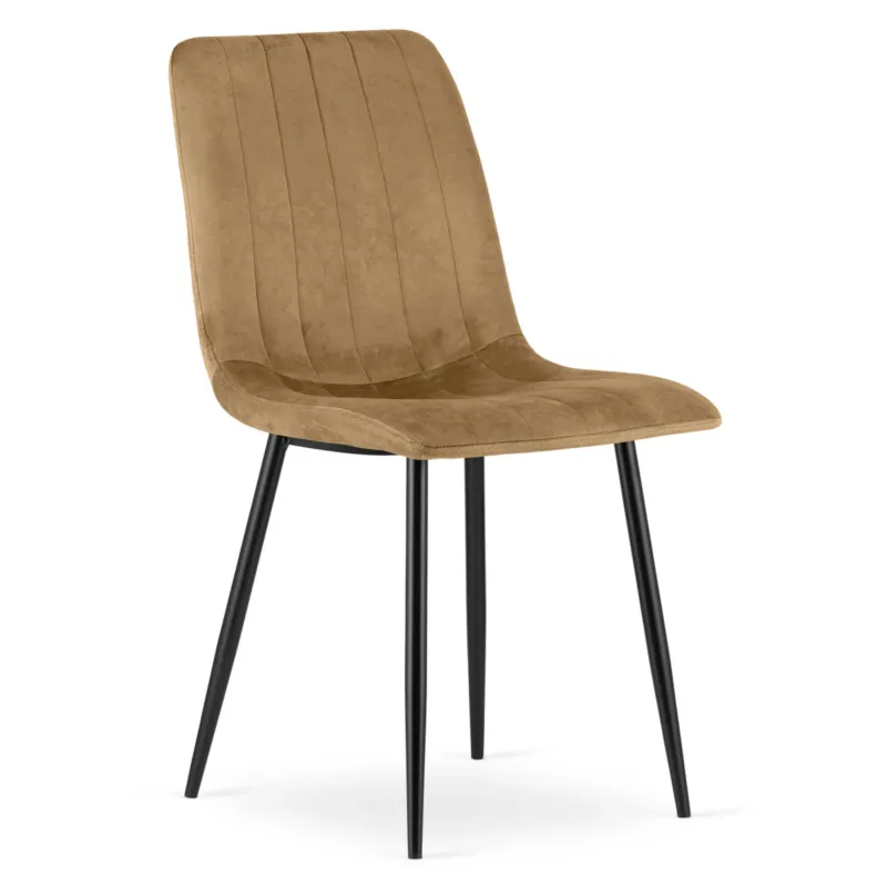 Krzesło Lava nowoczesny design Brązowy Aksamit / Nogi Czarne X4 - Super okazja