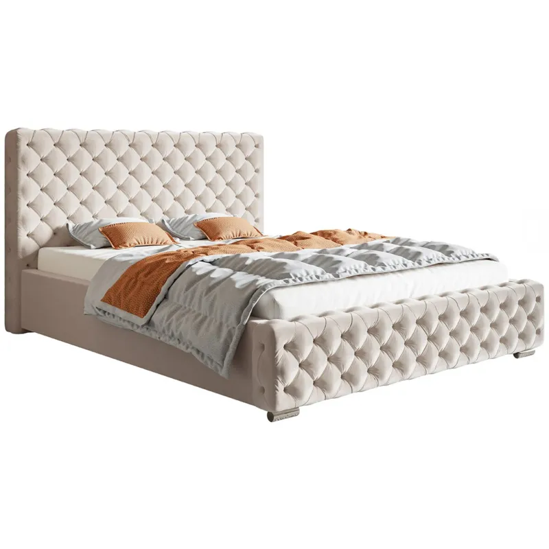 Zniżka Łóżko sypialniane w stylu glamour 180x200 BEN 12 - beżowe -