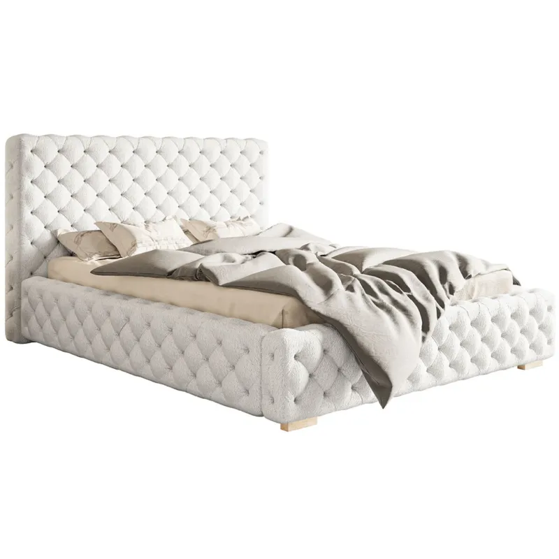 Obniżka ceny Łóżko z pojemnikiem 120x200 BEN 15 w tkaninie boucle-Catch Me 01 - ecru -