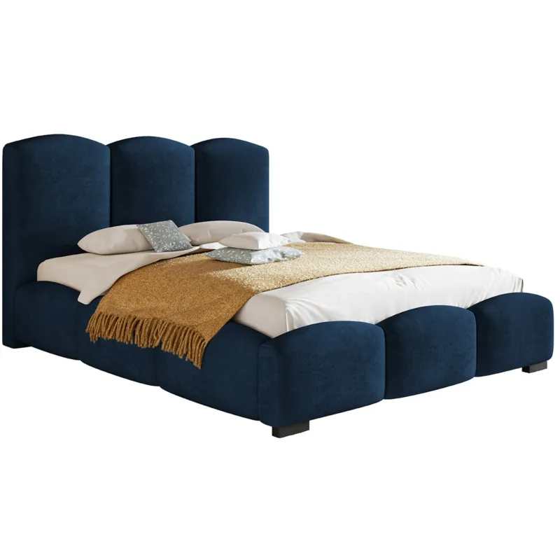 Wyjątkowa oferta Łóżko jednoosobowe z pojemnikiem 90x200 BEN 14 - granatowe -