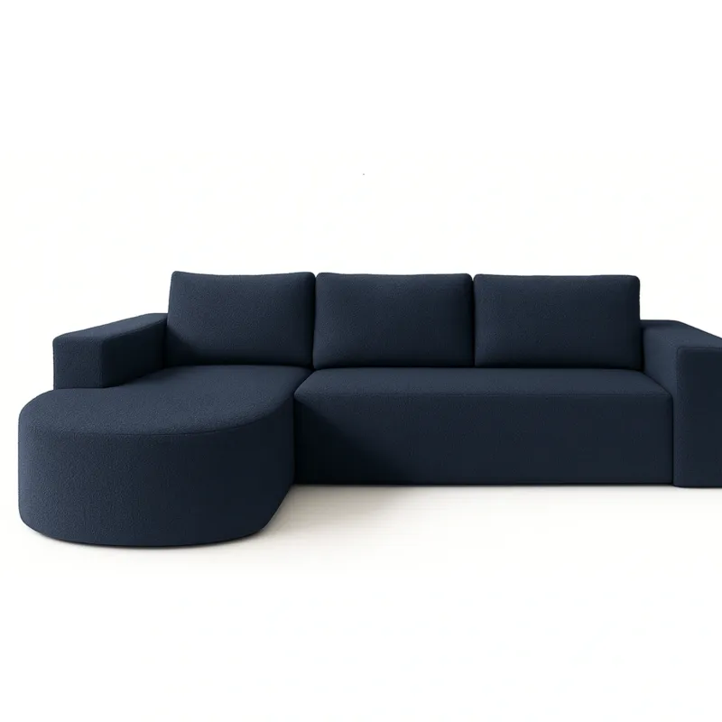Oferta Narożnik Vello z funkcją spania do salonu, lewostronny- boucle- granatowy -