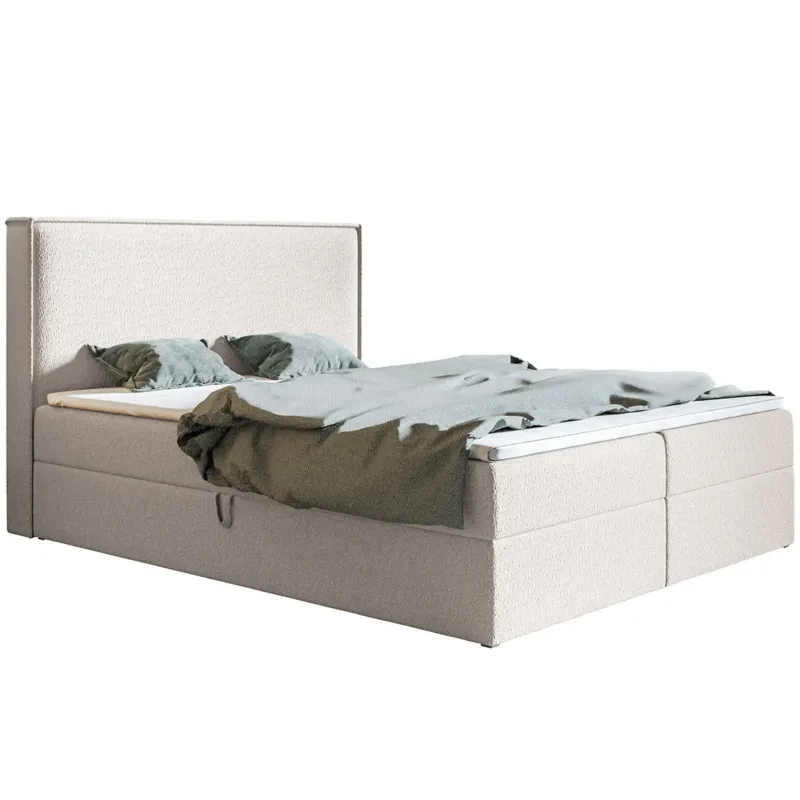 Premium Łóżko kontynentalne FOX 9 180x200 tkanina boucle - mleczny -