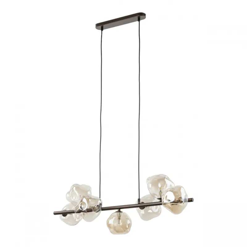 Dostępne od ręki Lampa wisząca TK Lighting LAVA BROWN 11033, 7xG9, bursztynowe szkło, brąz, regulowana wysokość -