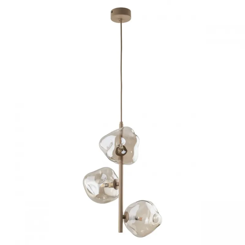 Wybór klientów Lampa wisząca TK Lighting LAVA SABIA 11107, 3xG9, beżowo-koniakowa, metal/szkło, regulowana wysokość -