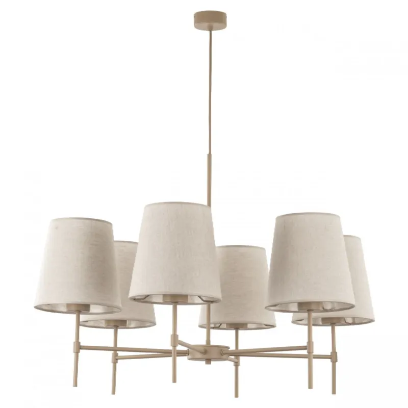 Żyrandol TK Lighting ELIZABETH SABIA 11167 beżowy 6xE27 klasyczny z regulacją wysokości - Super okazja