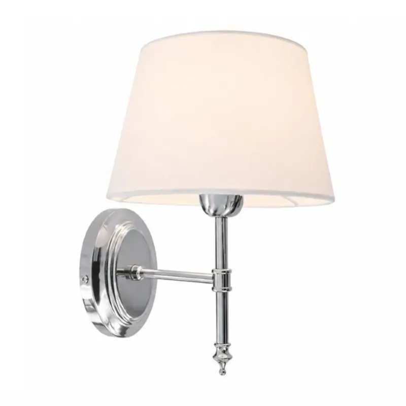 Nowoczesny kinkiet nikiel z białym abażurem – elegancka lampa ścienna ERIC - Hit sprzedaży