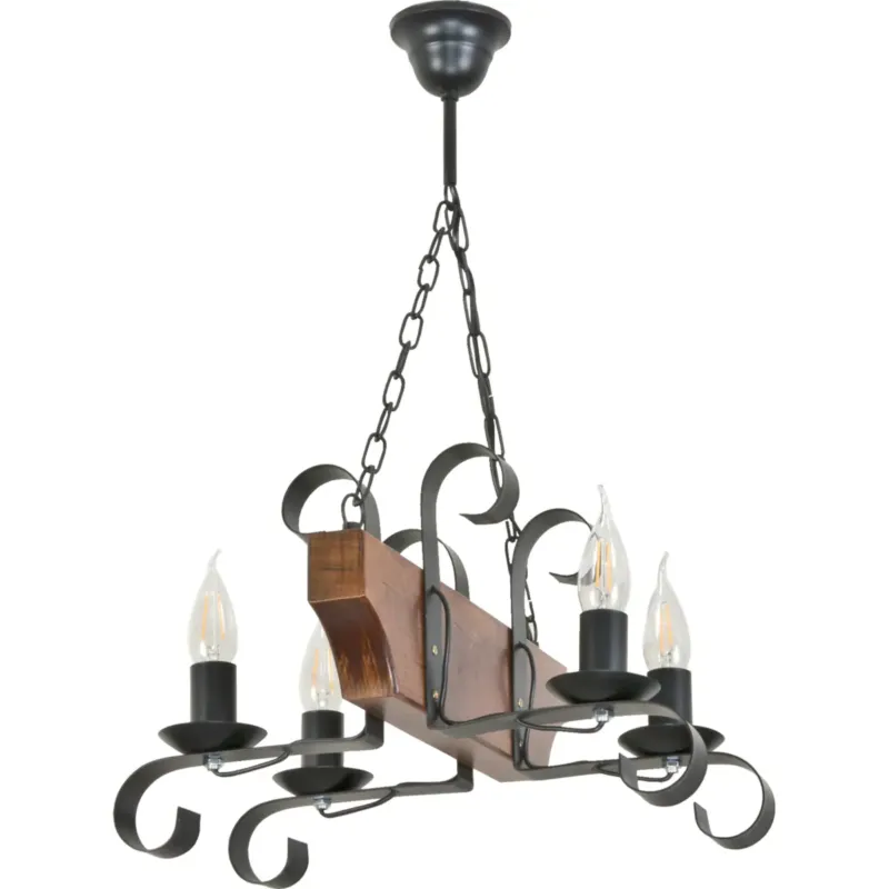 Kup teraz drewniana lampa wisząca 4 punktowa edylit retro -