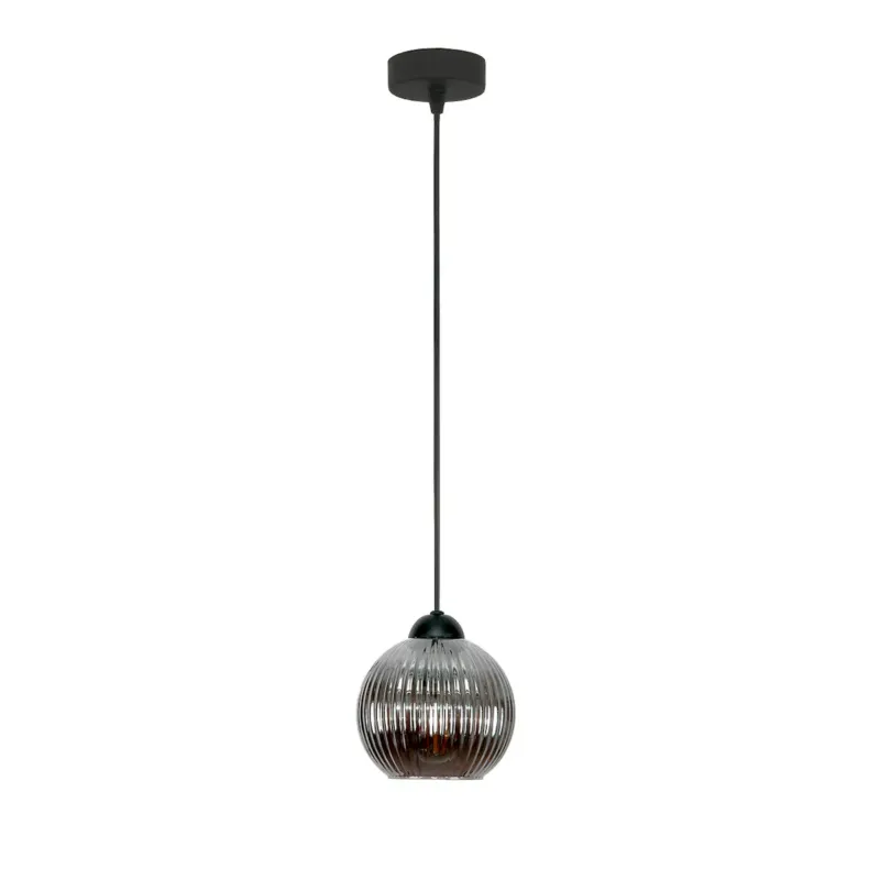 czarna lampa wisząca pojedyncza edylit z grafitowym kloszem - Szybka wysyłka