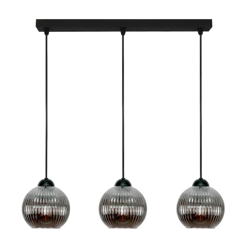 Dostępne od ręki czarna lampa wisząca 3 punktowa edylit z grafitowymi kloszami -