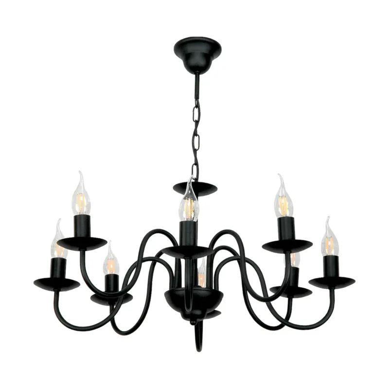 Ograniczona ilość lampa wisząca świecznikowa czarna 8 punktowa edylit loft -